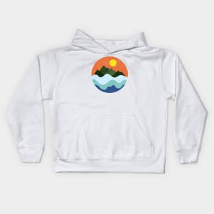 Minimalist Abstract Nature Art #18 Warm Waves and Mountains Kids Hoodie